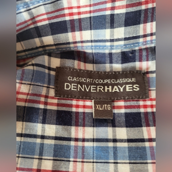 Denver Hayes Red and Blue Plaid Casual Shirt, Size 2XL - Picture 3 of 4